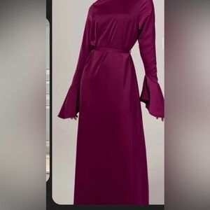 Elegant Veiled collection Long Sleeve Purple Maxi Dress
